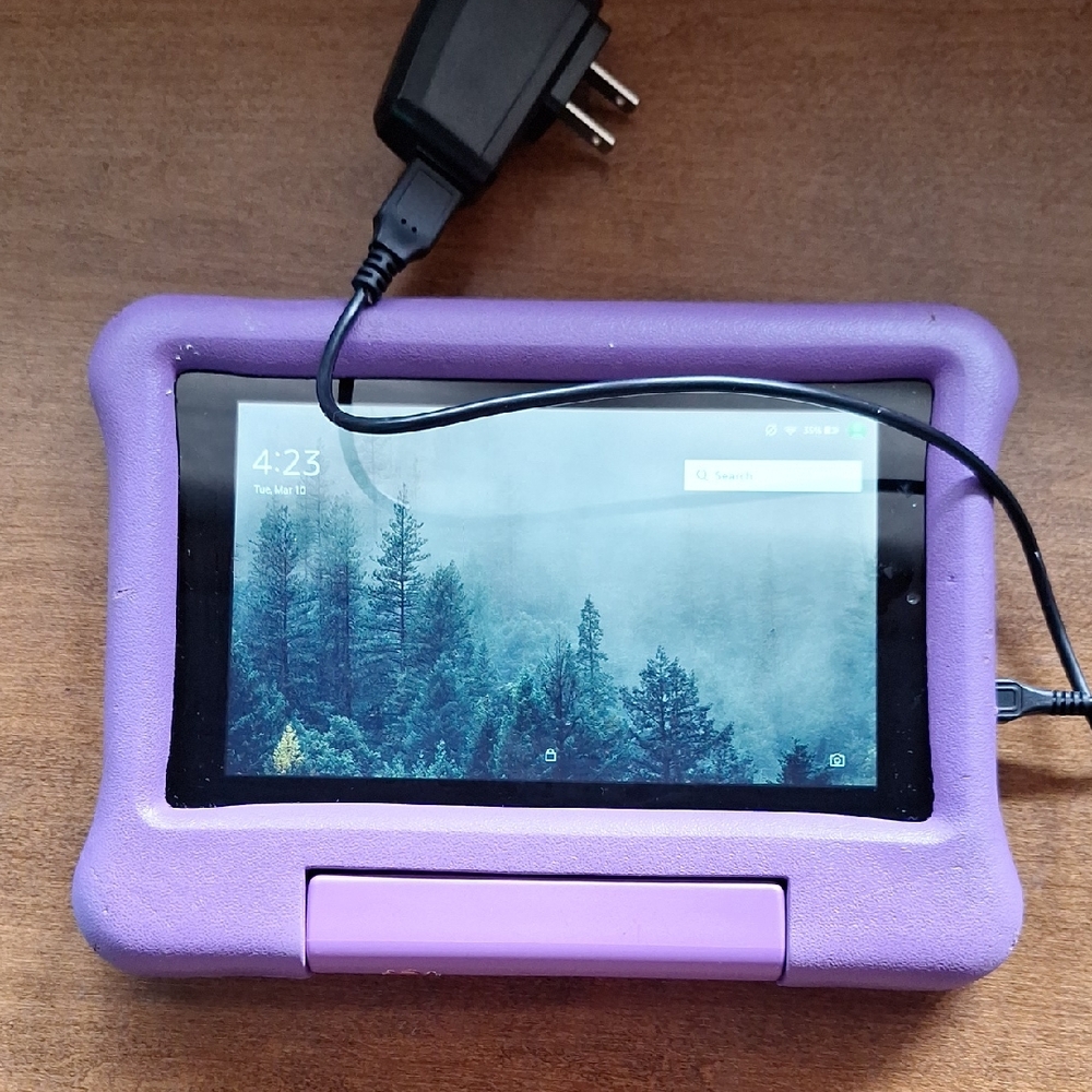 Purple Tablet with Protective Case, Amazons 7 Tablet, Child Subscriptions Avail